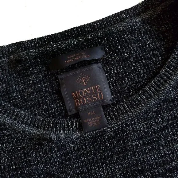 MONTE ROSSO textured pullover casual knit crewneck sweater heathered black XXL - Picture 4 of 6